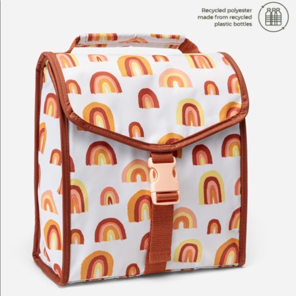 Fold-Over Thermal Lunch Bag - Boho Rainbows with Boho Rainbow Embroidery - Picture 2 of 3